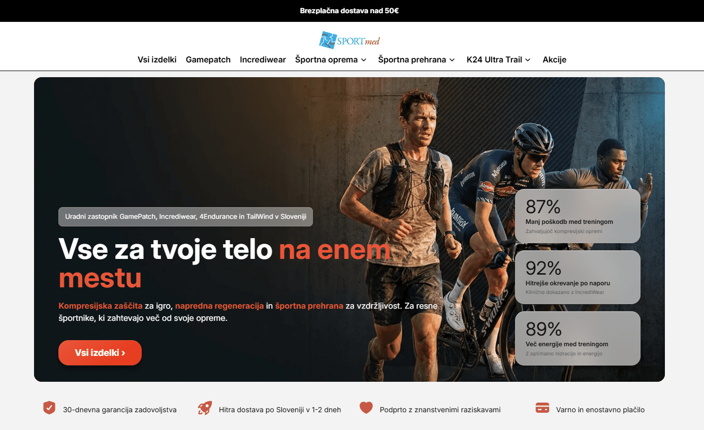Posnetek spletne trgovine SPORTmed