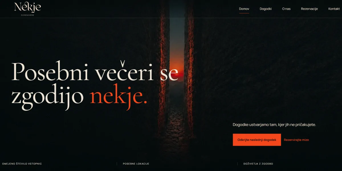 Posnetek zaslona spletne strani Nekje
