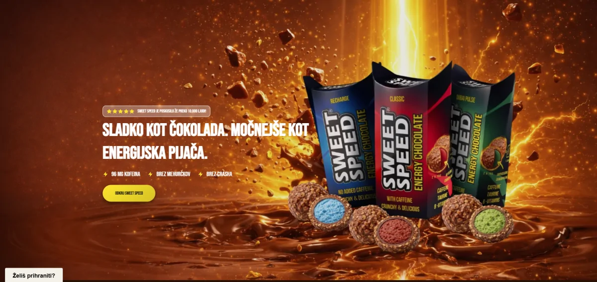 Posnetek zaslona spletne strani Sweet Speed